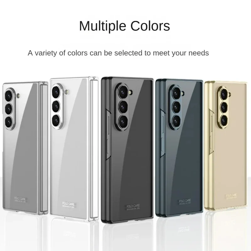 Ultra Thin Electroplating Transparent Case with Tempered Film and Shockproof Hard Back Cover