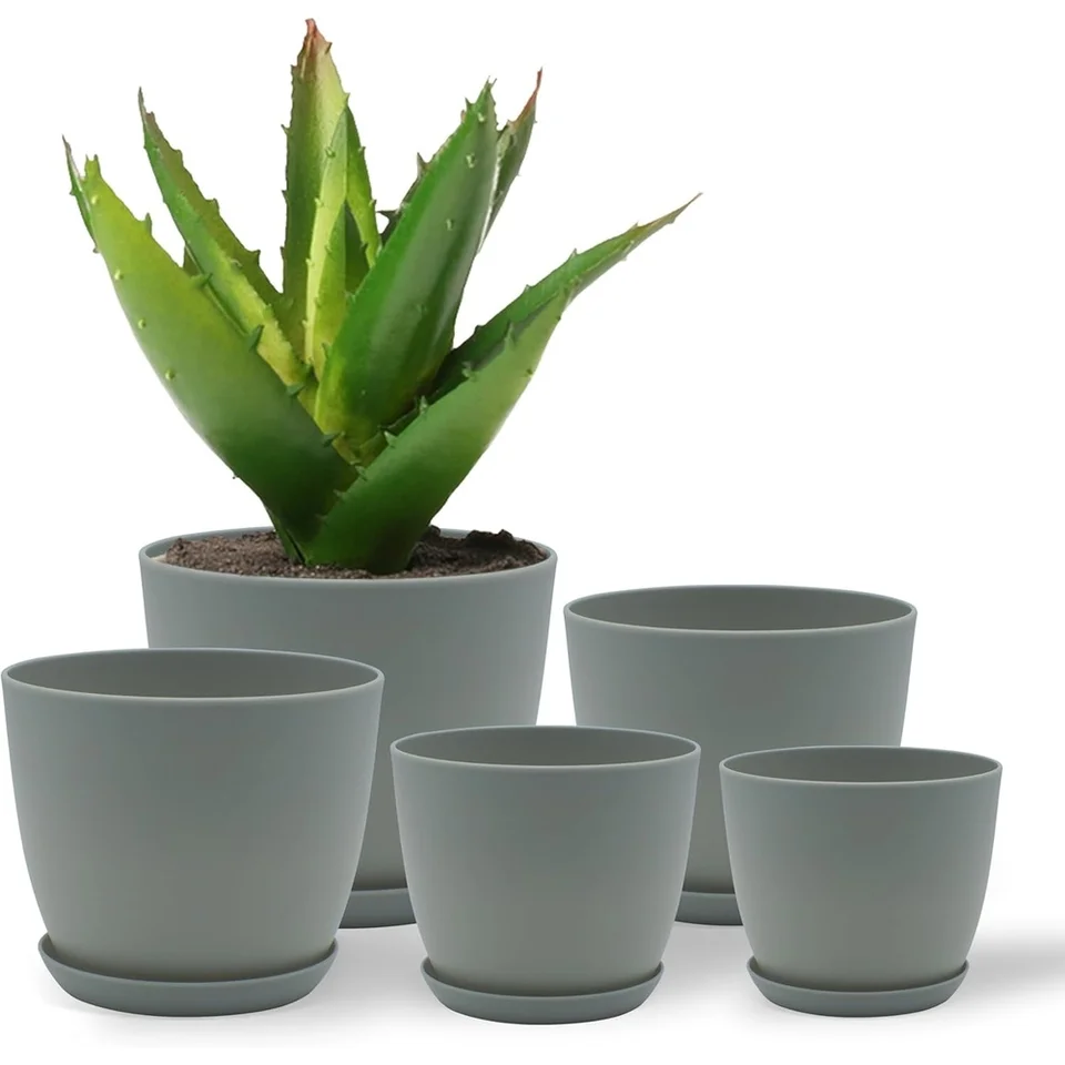 Stackable Durable Plastic Plant Pots Set of 5