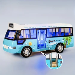 Interactive Sound & Light Toy Bus for Kids - Educational Plastic Vehicle with Opening Door (Blue)