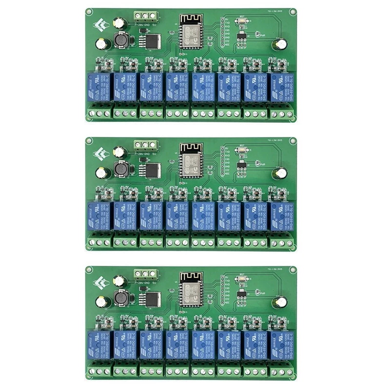 

BAAY 3X ESP8266 WIFI 8 Channel Relay Module ESP-12F Development Board Power Supply 5V/7-28V Wireless WIFI Module