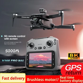V168 PRO MAX GPS Drone Professionale 8K Fotocamera Antenna FPV Spazzola Evitare Ostacoli con Grande Schermo Telecomando Drone Pieghevole
