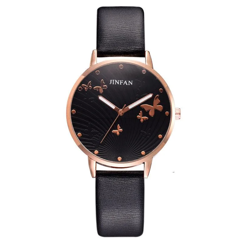 

Women Fashion Luxury Dress Watch Elegant Simple Butterfly Design Dial Design Ladies Watches Casual Woman Quartz Leather Clock