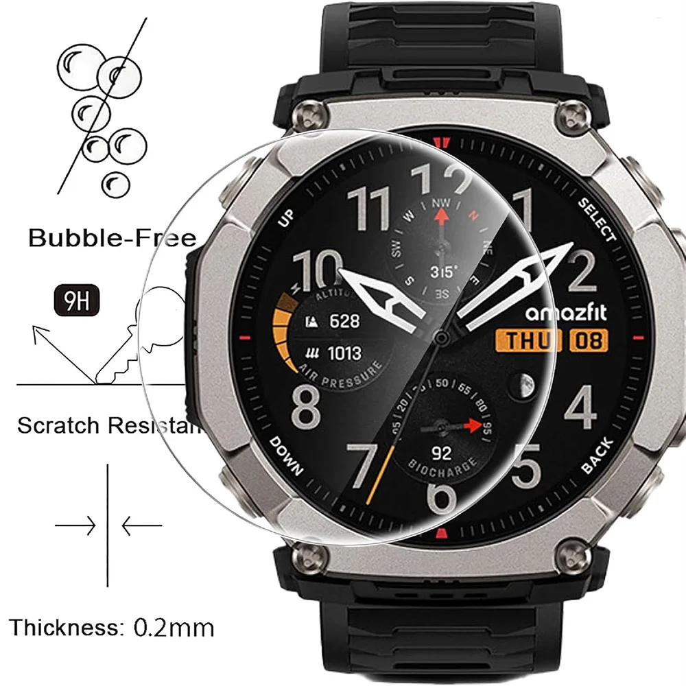 Huami Amazfit T-Rex Ultra 2 51mm 보호기용 필름 전체 화면 보호용 긁힘 방지 강화 유리 필름 3개/몫 보호