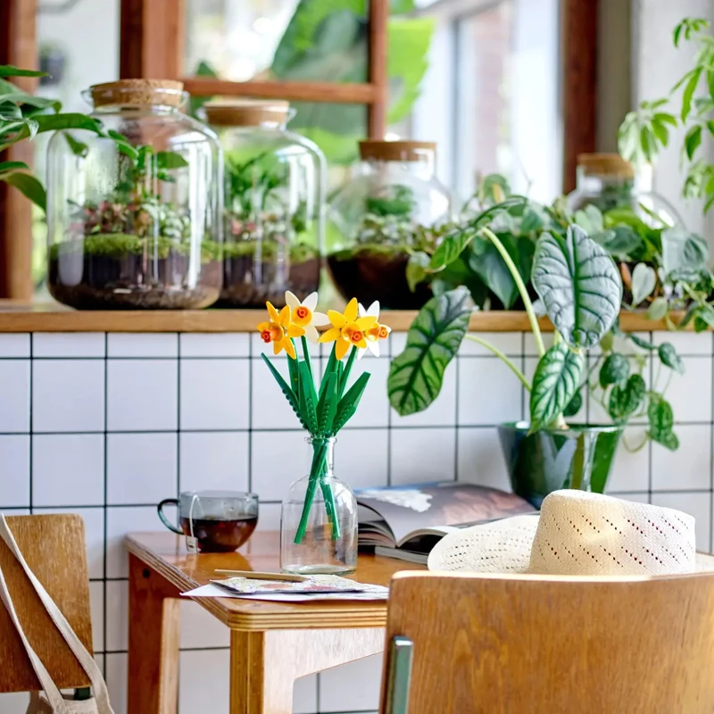 크리에이터 꽃 빌딩 블록, 유명한 차량 레이싱 조립 벽돌, 성인 소년 장난감 선물, 200 개 이상