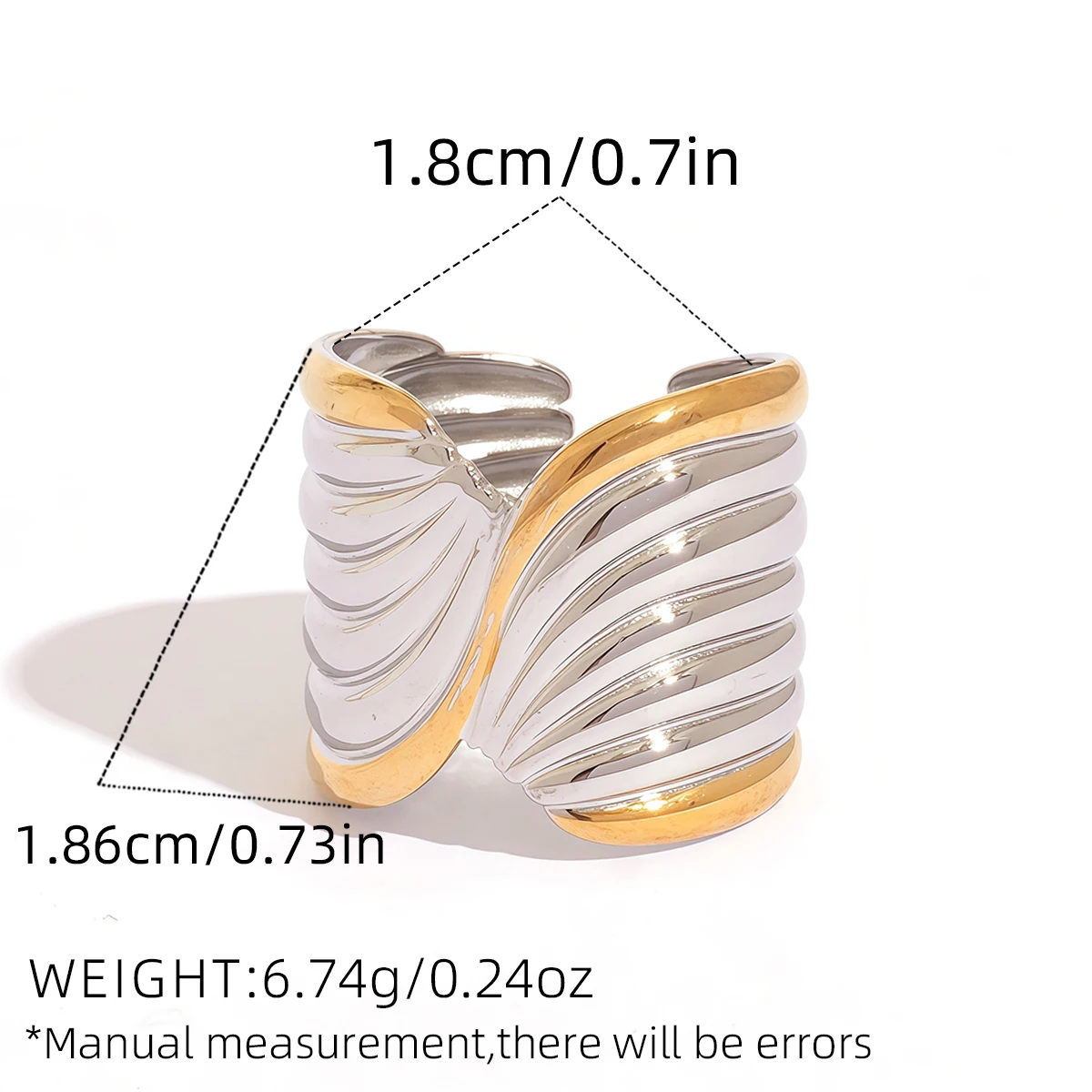 Offene Ringe mit Edelstahl-Geometrie für Damen, trendiger wasserdichter Schmuck, goldfarben, geometrischer Ring, tägliches Zubehör, Geschenk 2025 – Detail 3
