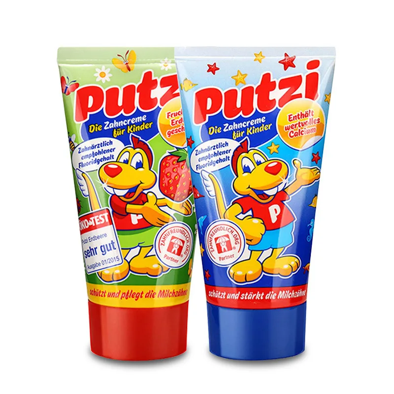 50ml Children's Toothpaste Origin From Germany 1-3-6 Years Old Tooth Decay Prevention Baby Toothpaste Press To Squeeze (Red one)