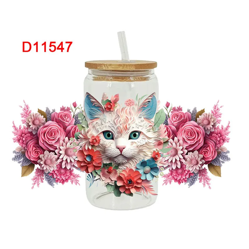 Beautiful Flower Butterfly UV DTF Transfer Sticker For Wraps Cup DIY Waterproof 3D Stereoscopic D11516