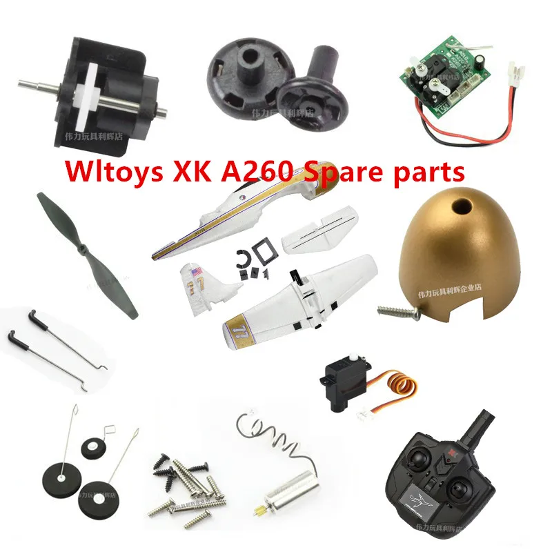 

Wltoys XK A260 F8F RC Airplaner Spare parts motor reduction group propeller Landing gear Receiving board servo steel wire etc