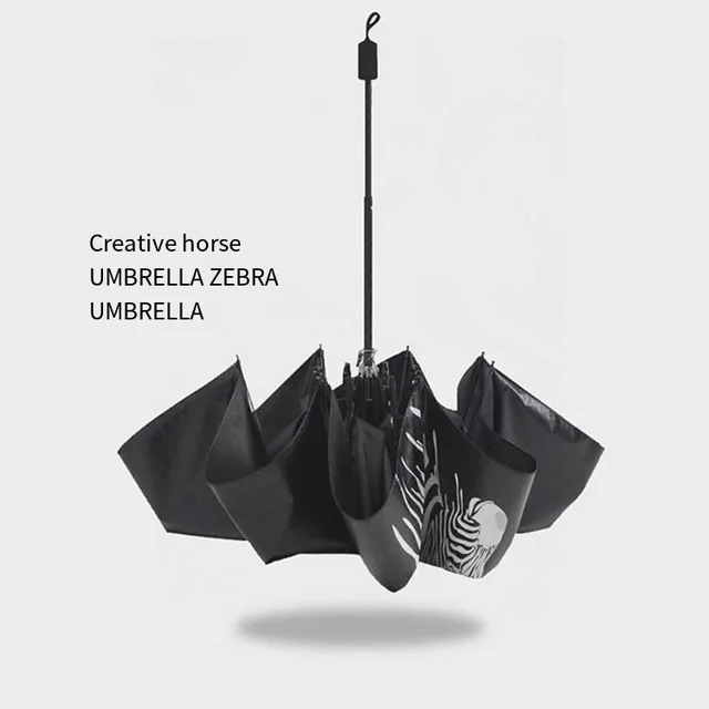 Esős ​​Napi Színváltó Esernyő Zebra És Időjárási 8 Csontos Vinil Fényvédő - Image 5