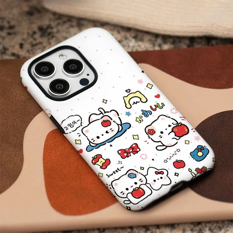 Matte Shockproof Bumper Phone Case with Funny Cat Design and 2-in-1 Film Protection