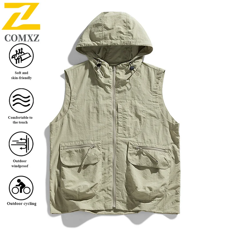 Summer Outdoor Vest Waterproof Windproof Camping Hiking Fishing Streetwear Men Lightweight Tactical Sunscreen Leisure Jacket