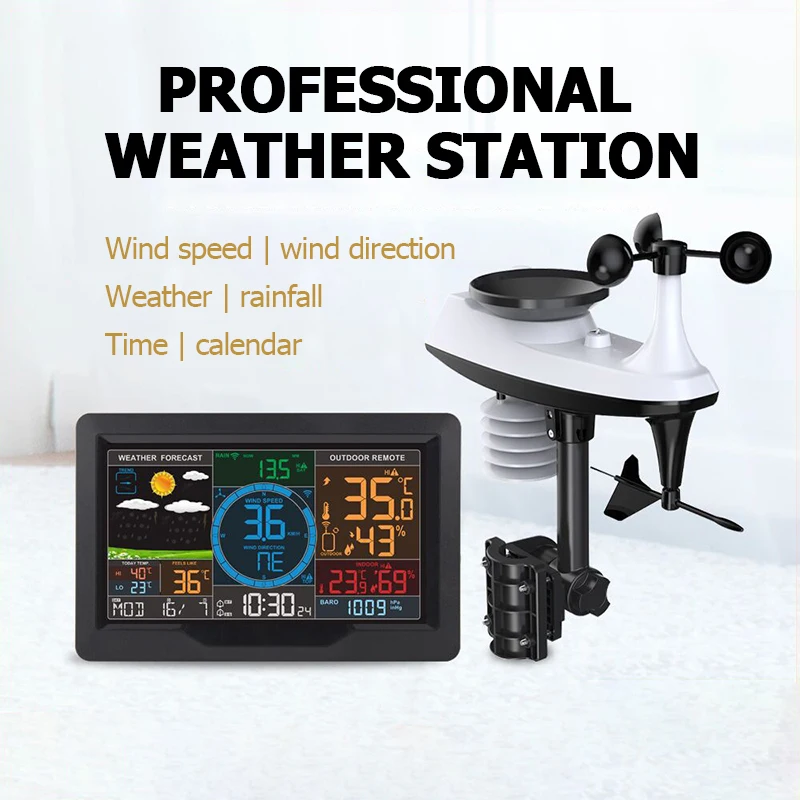 Professional Wireless Weather Station Weather Forecast Wind Speed Barometric Station Clock Rain Gauge Outdoor Sensor