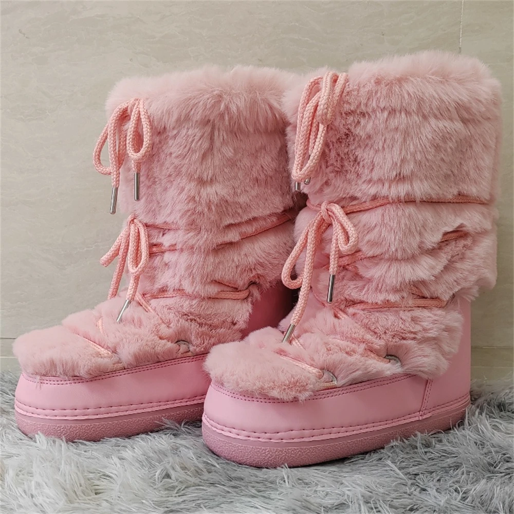 HOT Boots Waterproof Winter Furry Boots Faux Fur Boots For