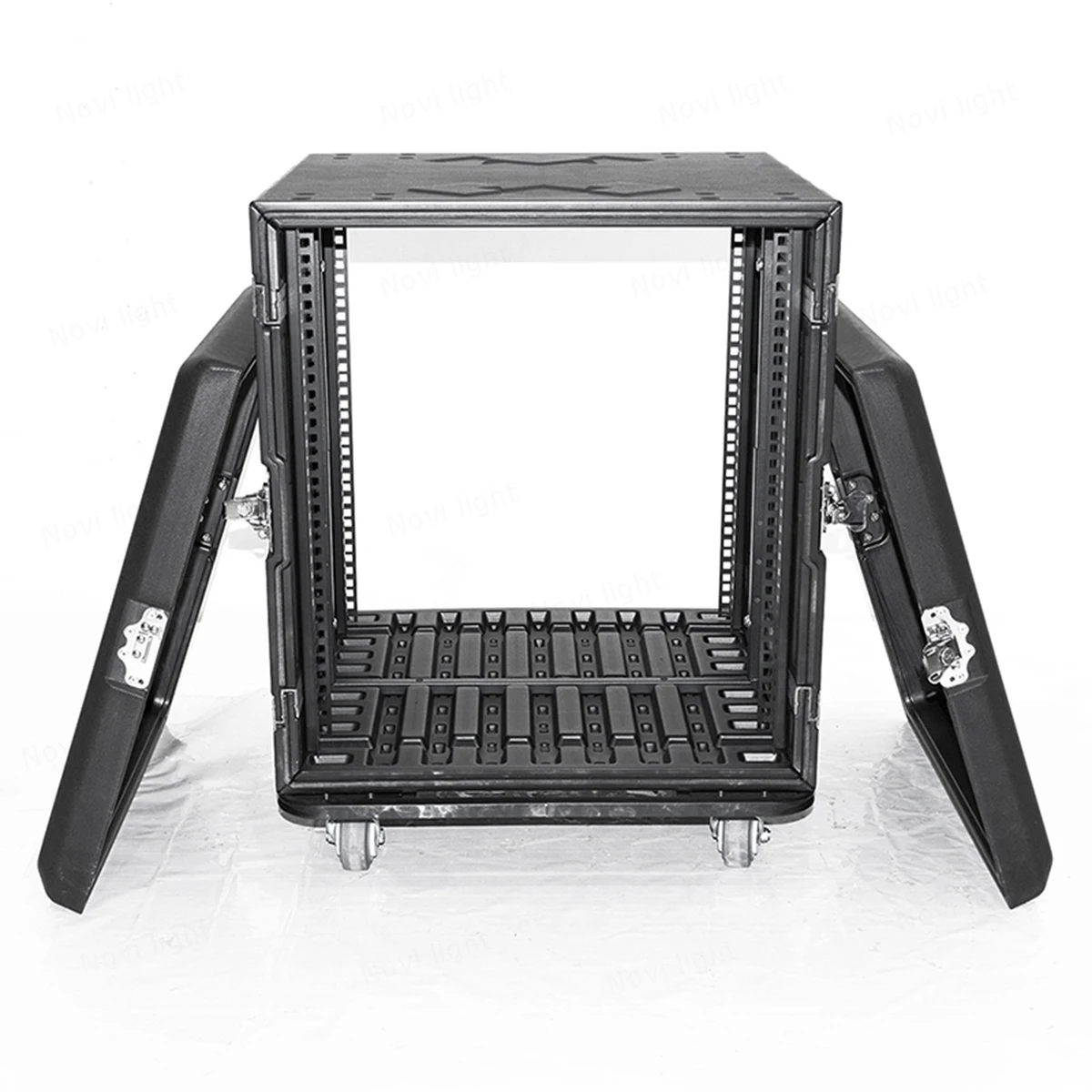 Amplifier Receiver Cabinet Portable PE Plastic Rack Flight Case Shockproof Aviation Box 8U 12U 14U 16U Stage Trunk with Wheels 3