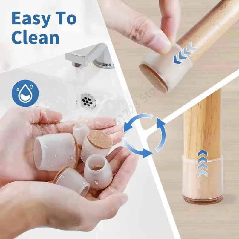 8Pcs 실리콘 가구 의자 다리 캡 두꺼운 펠트 미끄럼 방지 바닥 보호 매트 가구 레벨링 피트 커버 홈 장식