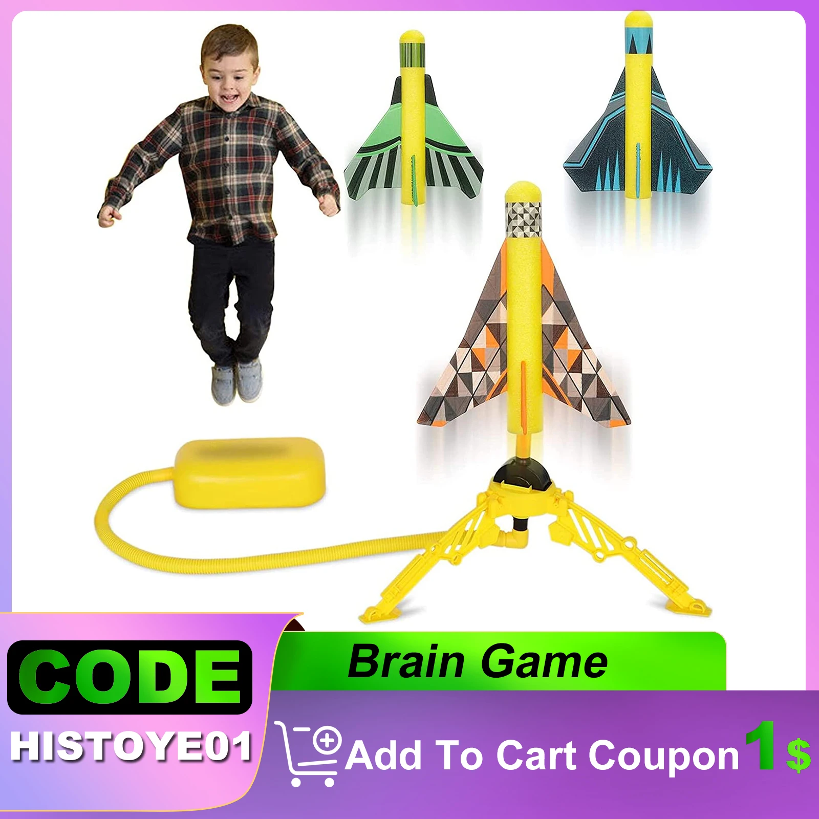 

Stomp Rocket Launcher Toys with 3 Planes Toy Rocket Launcher Indoor Outdoor Play Rocket STEM Gift Boy Toys Kids Christmas Gifts