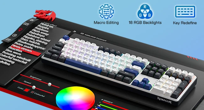 Redragon K689 Wired Gasket RGB Gaming Keyboard, 108 Keys Mechanical Keyboard w/Extra 4 Hotkeys, Upgraded Hot-swappable Socket