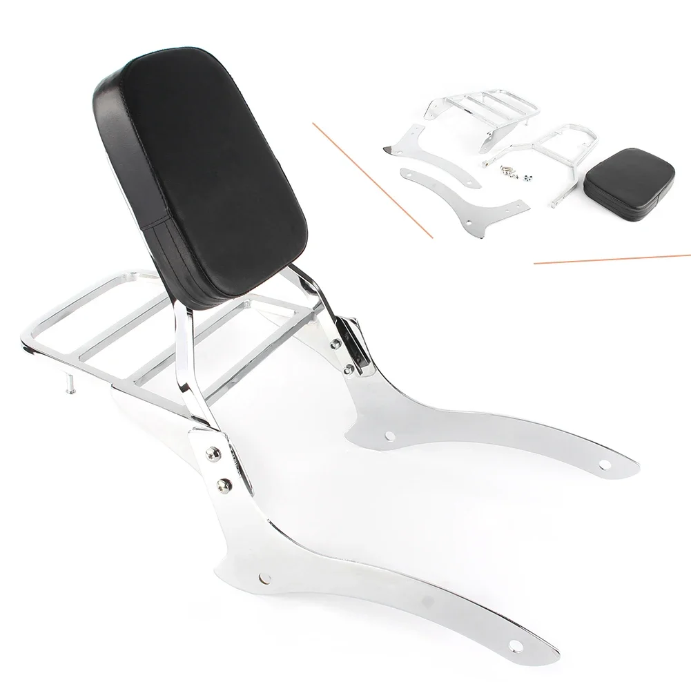Cromato Per Yamaha Vstar Xvs 1100 Classic & Dragstar Xvs 1100 Classic 2000-2011 Schienale Moto Sissy Bar Con Portapacchi