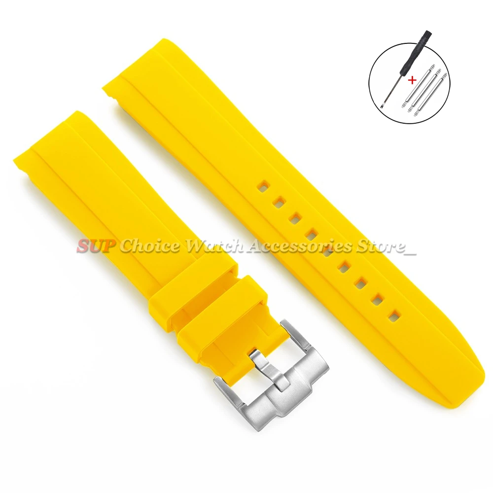 High-Quality Silicone Rubber Sport Watch Band with Curved Ends - Waterproof Bracelet