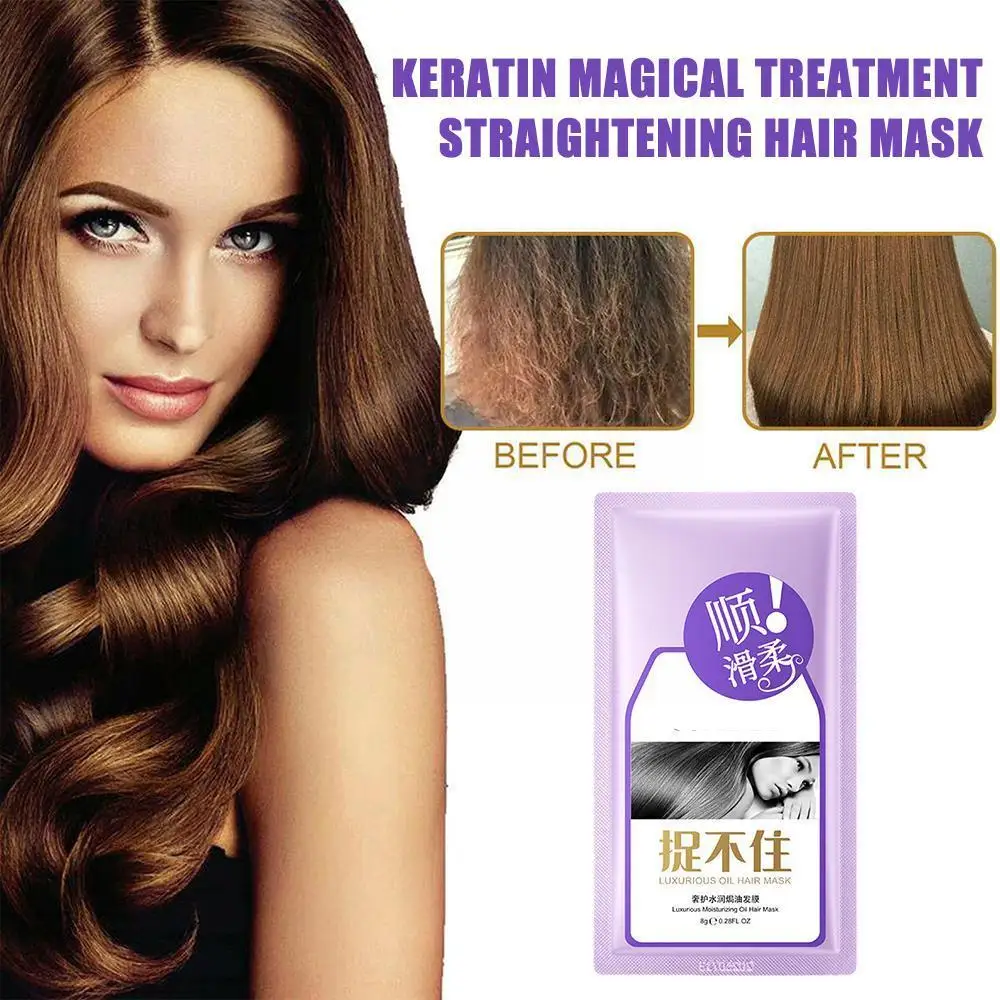 

Keratin Magical Treatment Straightening Hair Mask 5 Frizzy Smooth Restore Seconds Damage Nutrition Soft Repairs Hair Care L9M4
