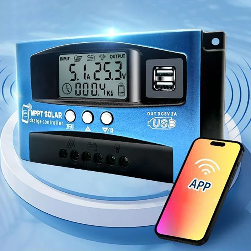Description Picture 3 of itemMPPT Solar Charge Controller 30A -100A Bluetooth&WIFI Dual USB LCD Display 12V 24V Solar Cell Panel Charger Regulator with Load