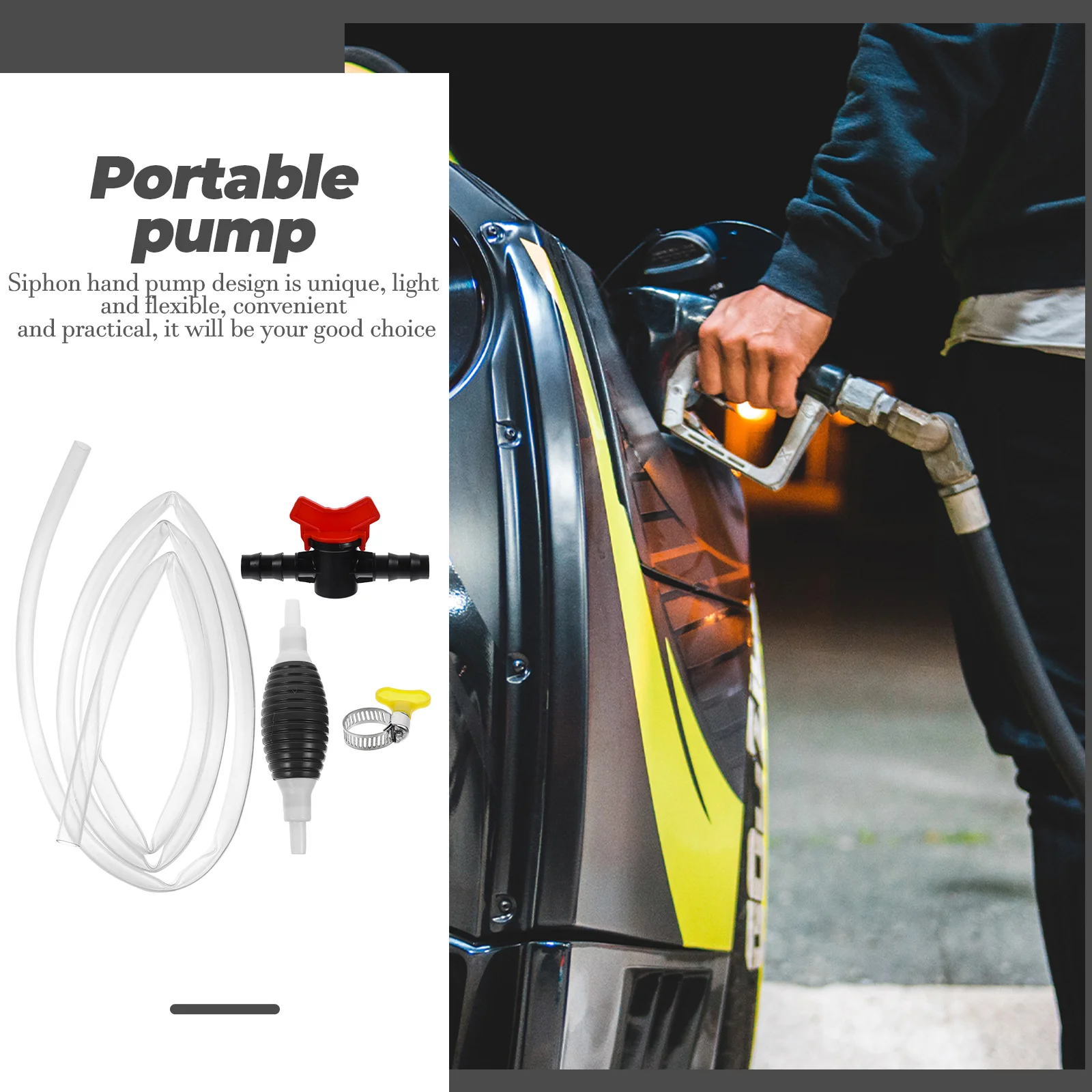 

1 Set Fuel Transfer Siphon Pump Fish Tank Manual Pump Gasoline Siphon Hose