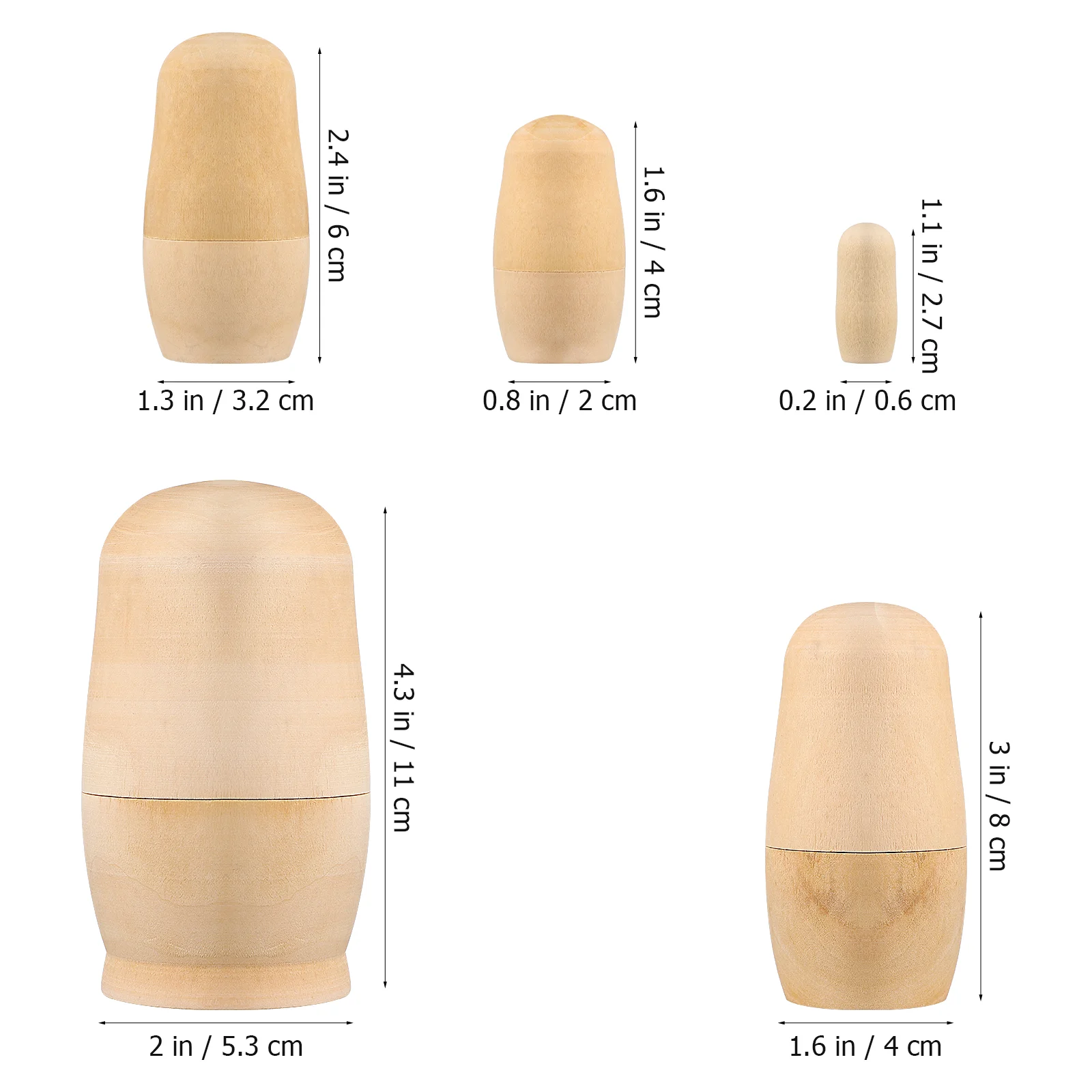 Toy Unpainted Matryoshka Dolls DIY Russian Nesting Personality Baby Wooden Child