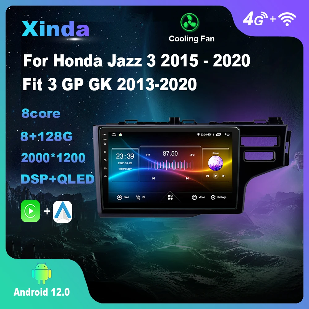 

Android 12.0 For Honda Jazz 3 2015 - 2020 Fit 3 GP GK 2013-2020 Multimedia Player Auto Radio GPS Carplay Bluetooth 4G WiFi DSP