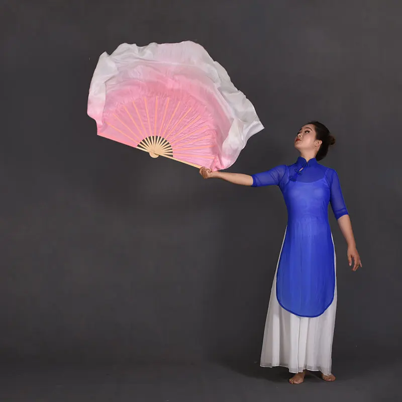 Magic Pink Light Silk Veils Two Layers Half Circle Fan Veil Pairs(1L+1R) Women Belly Dance Folk Dance Show Props Customized