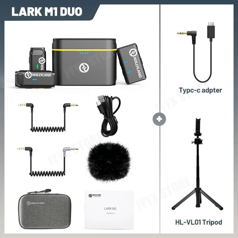 HOLLYLAND LARK M1 Duo 2.4G Wireless Lavalier Microphone System  2*transmitter