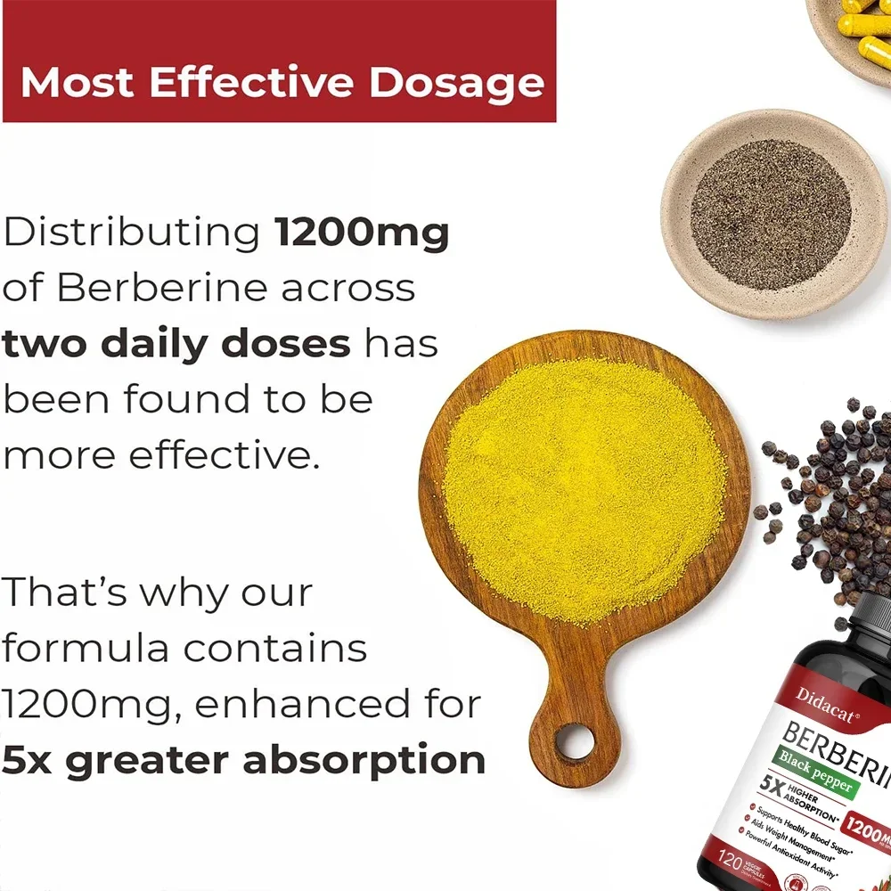 Berberine Supplement 1200 Mg Per Serving Heart Health Weight Management Antioxidant