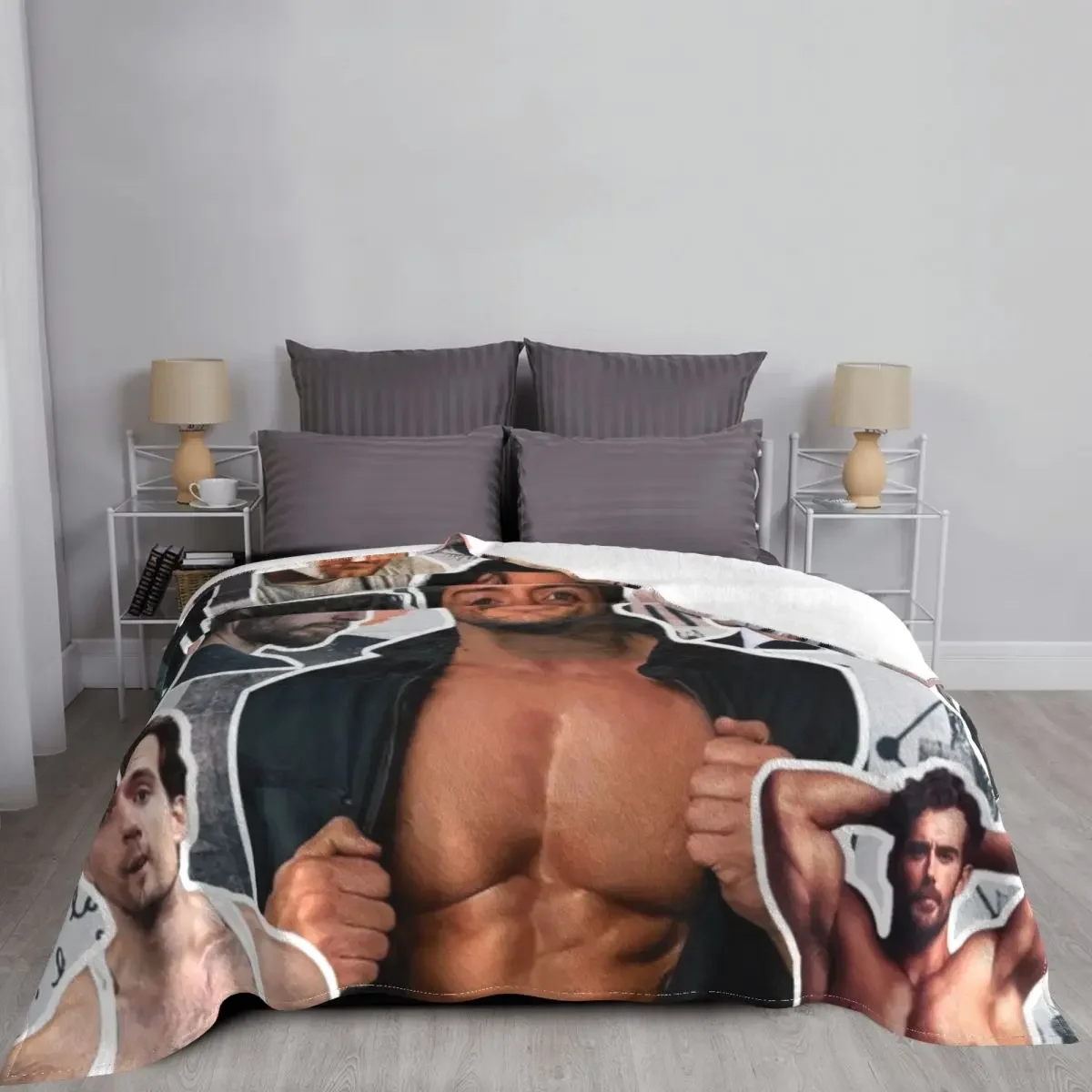 henry cavill photo collage Throw Blanket Soft Plaid halloween blanket 4