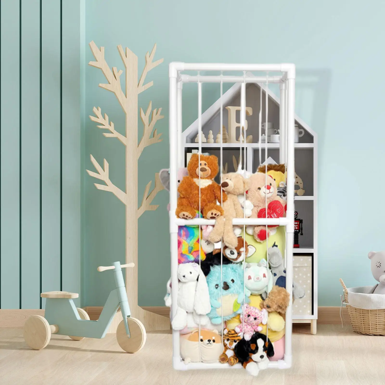 

Corner Stuffed Animal Storage Toy Organizer 62.99inchx23.62inchx13.78inch Plush Doll Storage Rack for Preschool Nursery Room