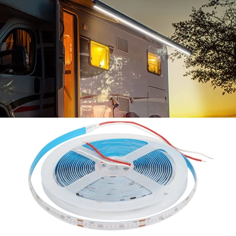 DC12V COB Strip Light Bar Flexible LED-Ribbon 16.4ft/5m for Marine/Indoor/Outdoor/Holiday Decor 300-LED/M Tape Light cob cct led strips 24v dc12v 608leds fcob led light dimmable dual color 10mm pcb 5m high density flexible ra90 linear tape