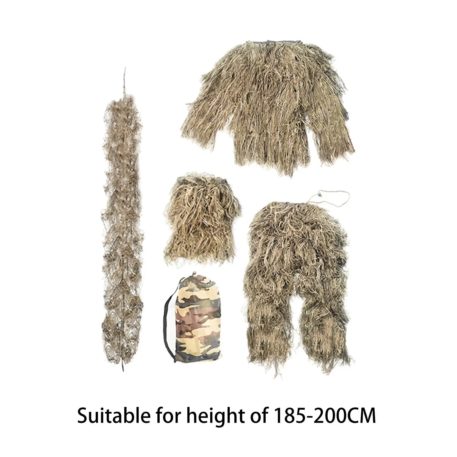 Ghillie Suit Fancy Dress Pants with Storage Bag Jacket Clothing Costume for Game