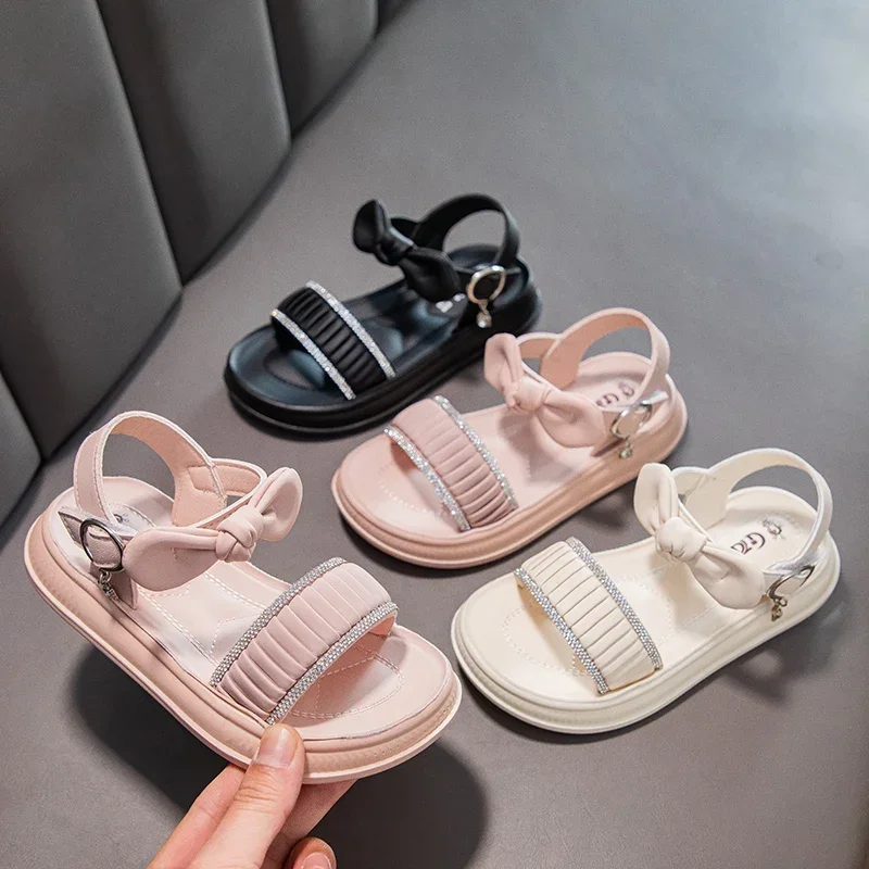 Girls Princess Kids Beach Sandals Crystal Non Slip Soft Sole