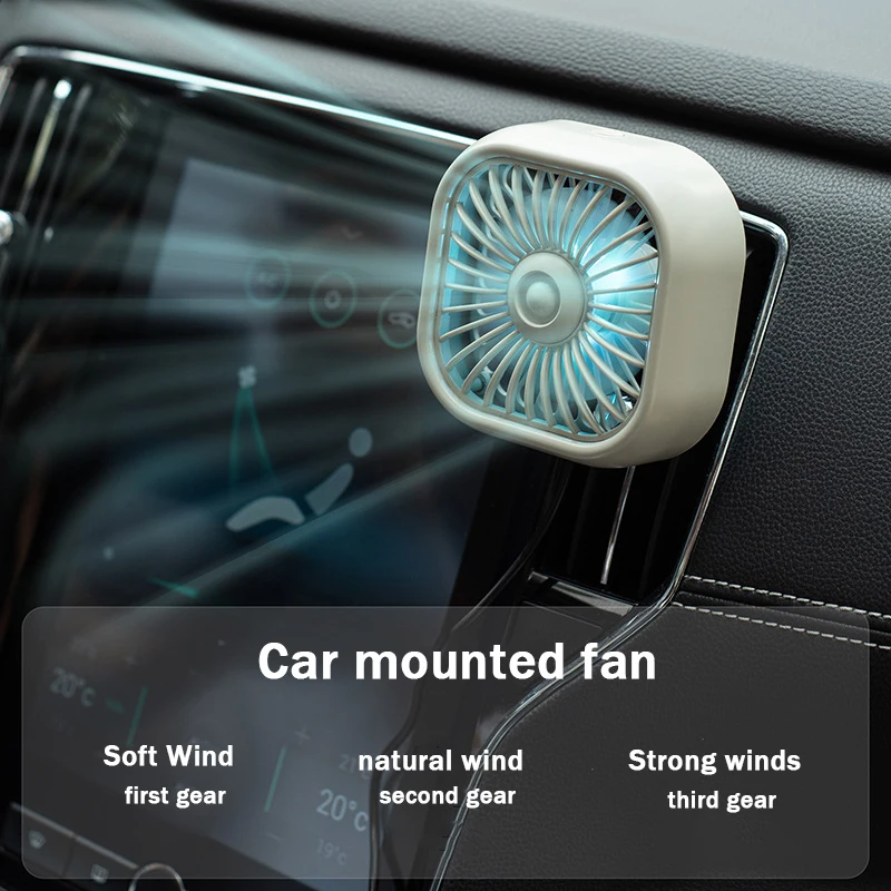 Car Mounted Small Fan USB Small Electric Fan for Car Air Outlet Gale Cool Colorful Light Automotive Supplies 1 PC electric fan car fan