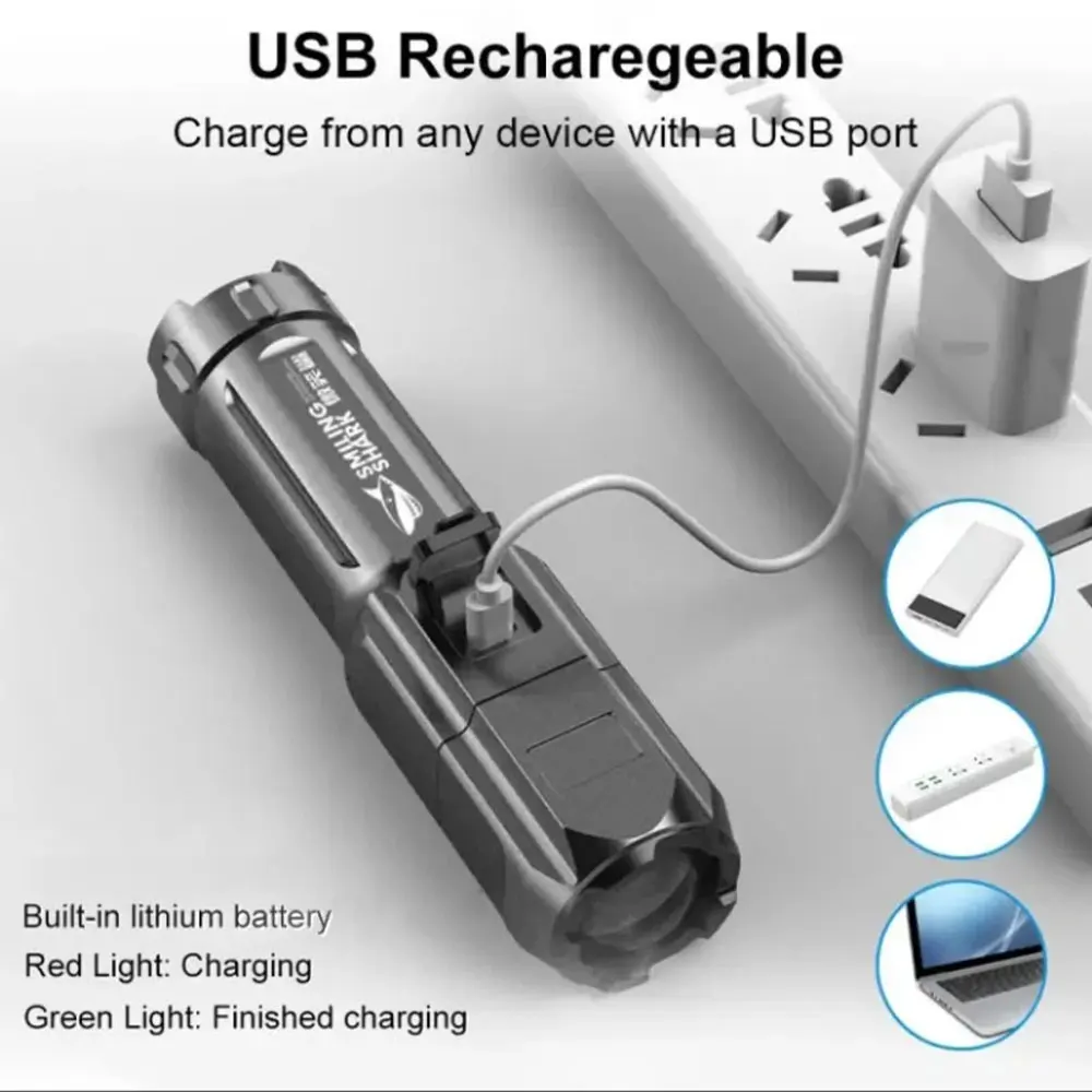 Linterna Táctica Led Linterna Militar Recargable Zoomable 5 Modos Ipx6 Linterna Impermeable 5000 Lum Muyoka Hogar