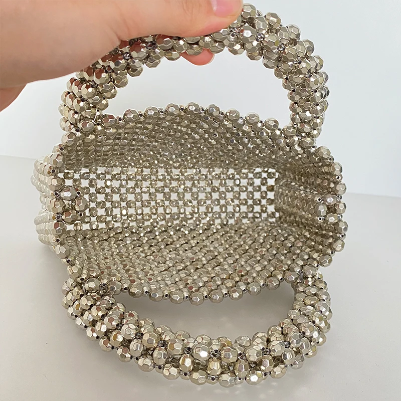 Handbag Hand Beaded Bag Silver Beads Fan Accessory -  Denmark