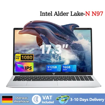 Laptop KAIGERR AX17 da 17,3 pollici, Intel N97, 16 GB di RAM, 512 GB SSD, Windows 11 Pro, Wi-Fi 6, BT5.2, batteria da 6000 mAh