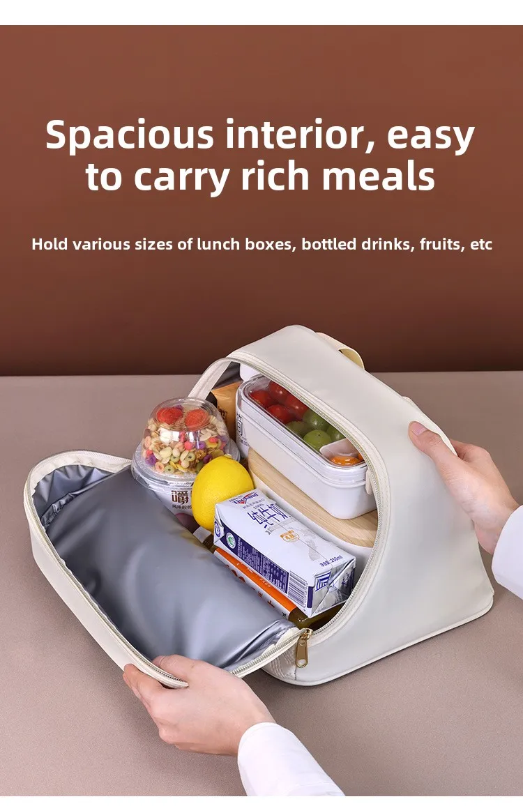 Neue stilvolle isolierte Lunchtasche – Thermo-Lebensmitteltasche für Büro, Schule und Picknick, auslaufsichere Bento-Box-Träger mit Griffen – Detail 3