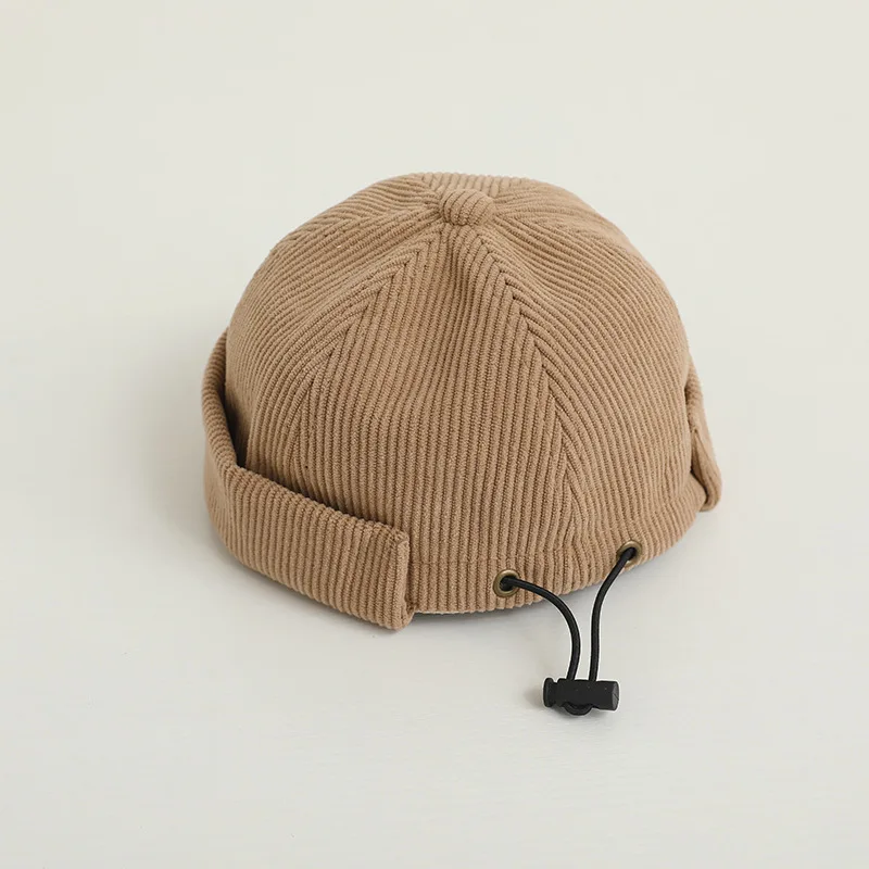 Korean Solid Color Corduroy Kids Melon Cap 3-7 Years Children Hats Boys Girls Adjustable Brimless Hat Winter Spring baseball cap,baby hat,kids caps