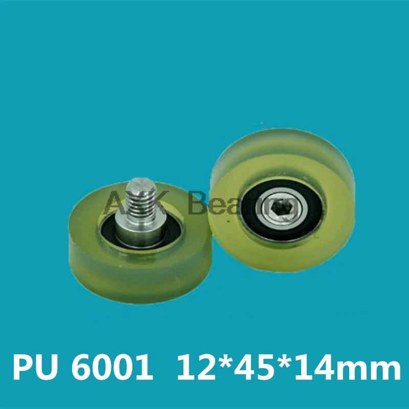 

6001 2RS Screw Pulley Bearing OD 45 mm M10*12 ( 2 PCS ) Doors and Windows Roller Mute Wheel POM 6001 RS Plastic Covered Bearings