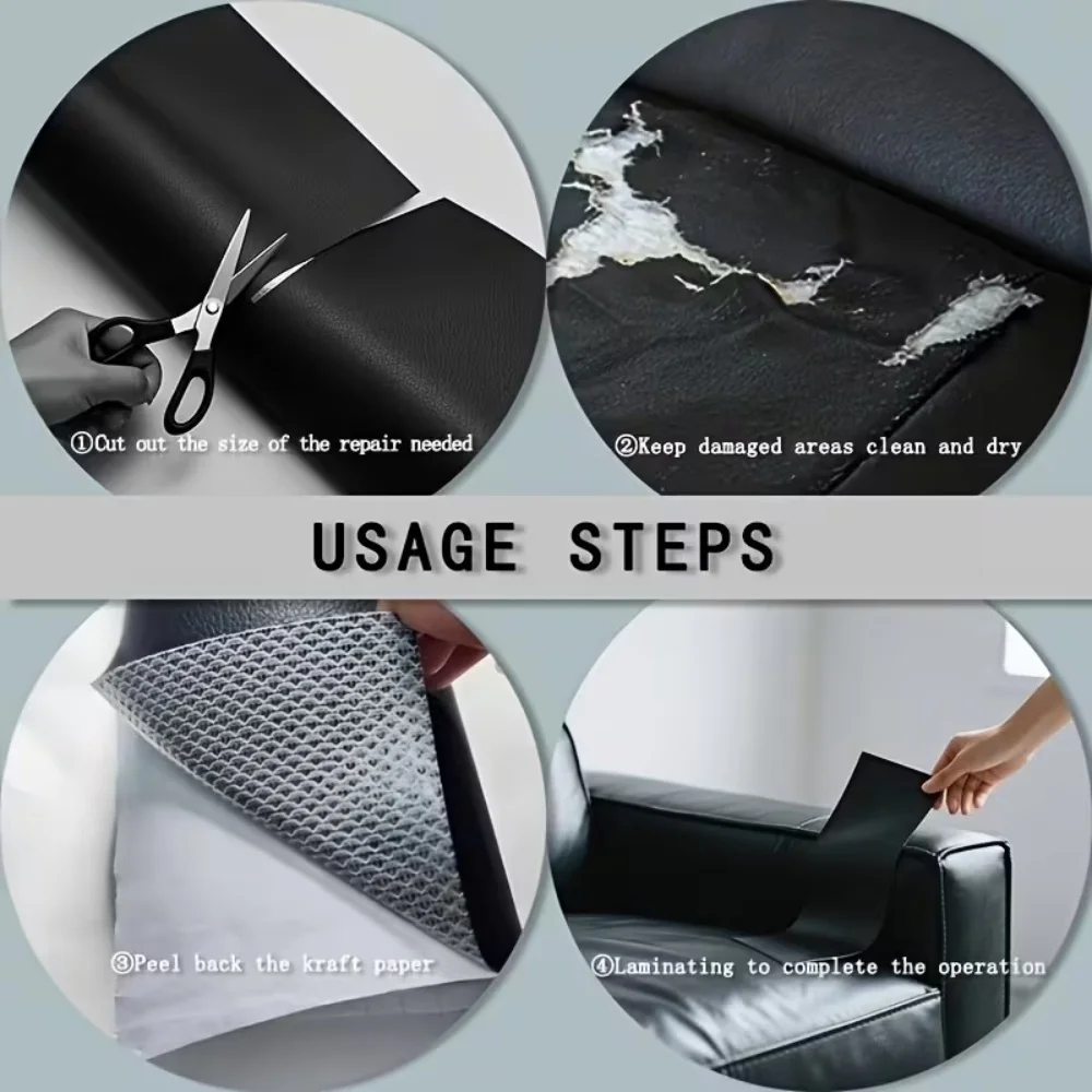 1개입 셀프 접착식 DIY PU 가죽 수리 패치 스티커 (소파, 자동차 시트, 테이블, 의자, 가방, 신발, 침대, 가정용)
