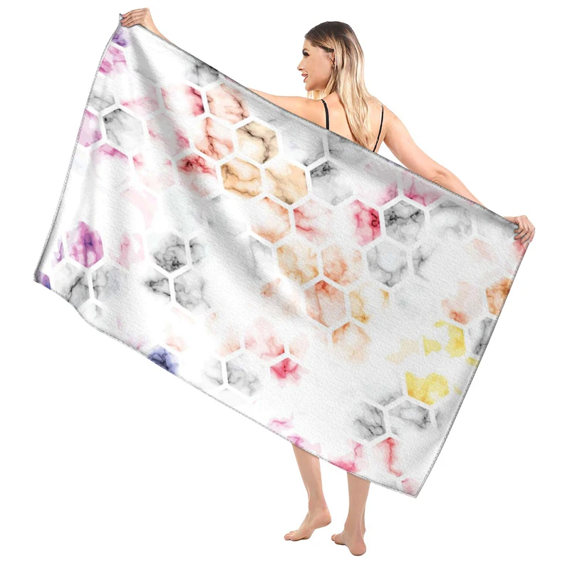 Home bath towels for the body Marbling towels bathroom quick drying microfiber beach towel man and women large sports towel 6