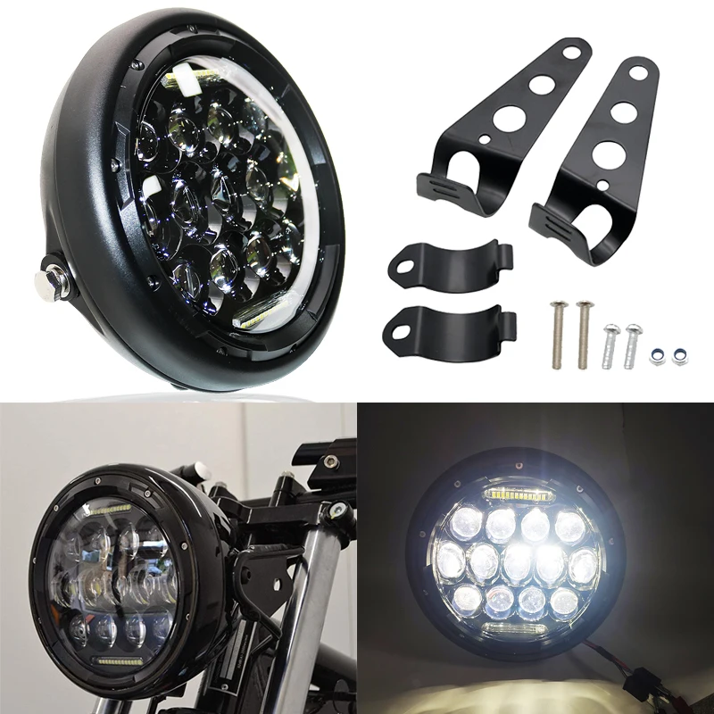 Phare LED 7 pouces 55W - REMMOTORCYCLE