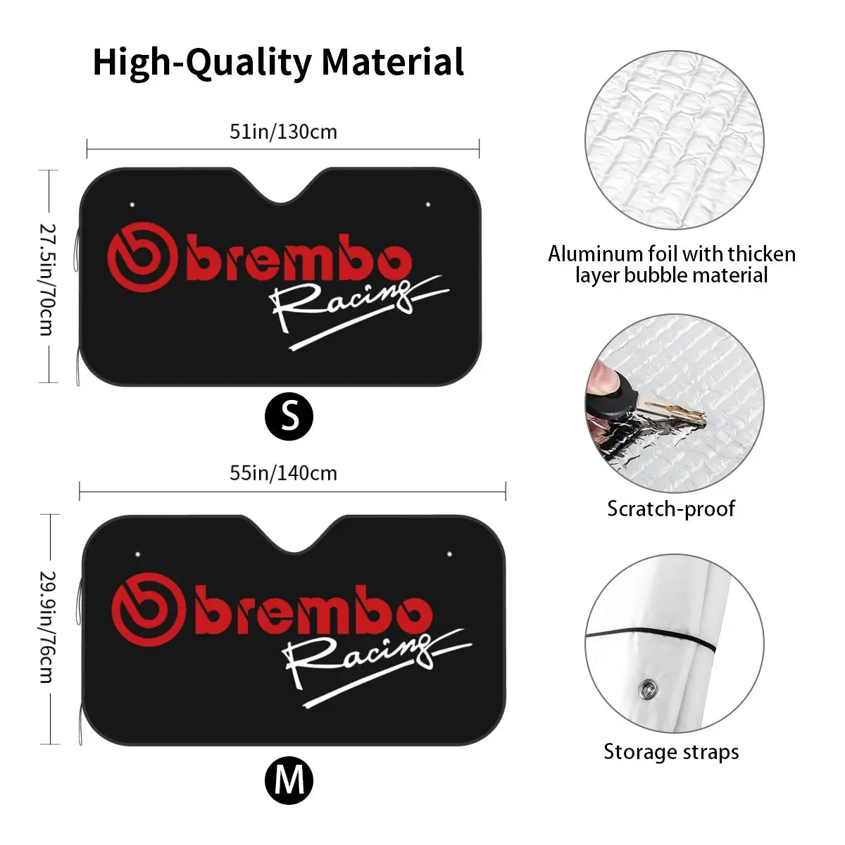 Brembos Sunshade Windscreen Racing Car Novelty Cover Front Block Window 70x130cm Sun Visor Car-styling