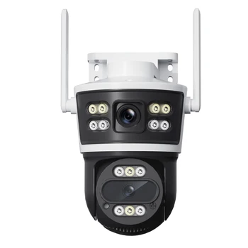 2Pcs Dual Lens WiFi Camera Smart Home Security PTZ IP Cameras 5MP Wireless Outdoor Dual Screens Auto Tracking Video Surveillance 2