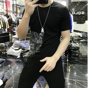 S-6XL Diamond Rhinestone  T Shirt Men Top Quality Confortable Men's Tshirt Casual Slim Fit Qlus Size T-shirt M-5XL  012