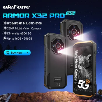 Armor X32 Pro 5G Rugged Phone Android  Waterproof Smartphone Up to 16GB RAM 256GB ROM  5.65”Dimensity 6300 NFC Mobile Phone